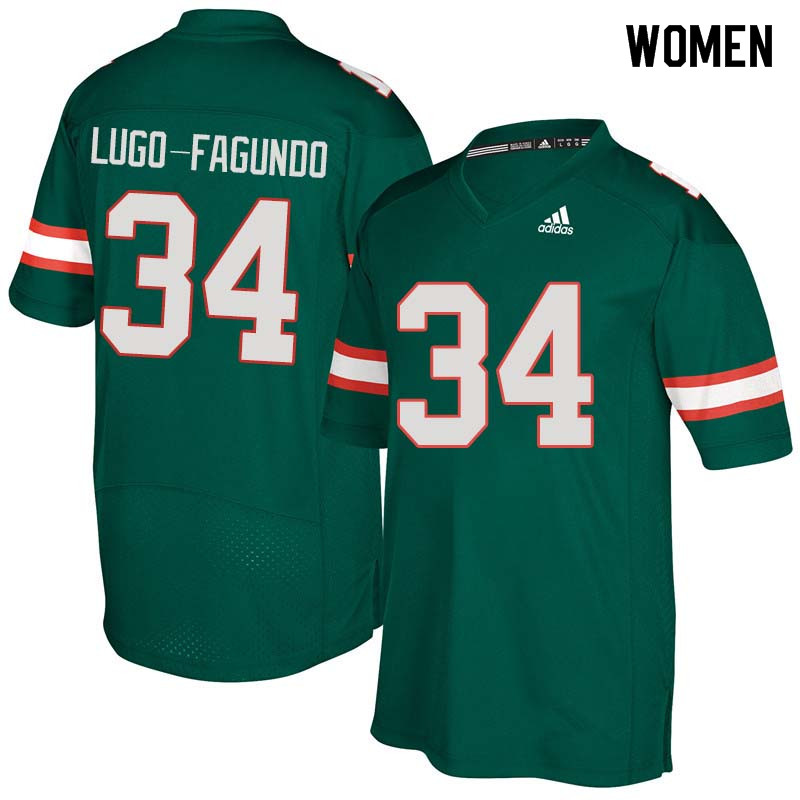 Women Miami Hurricanes #34 Elias Lugo-Fagundo College Football Jerseys Sale-Green